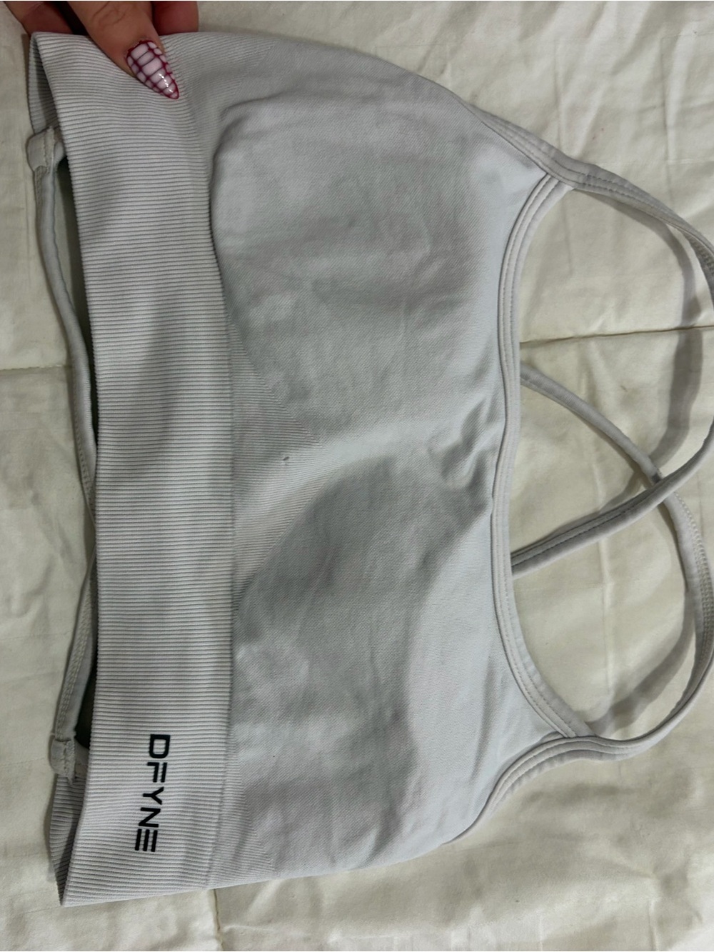 DFYNE White Ribbed Light-Support Sports Bralette white